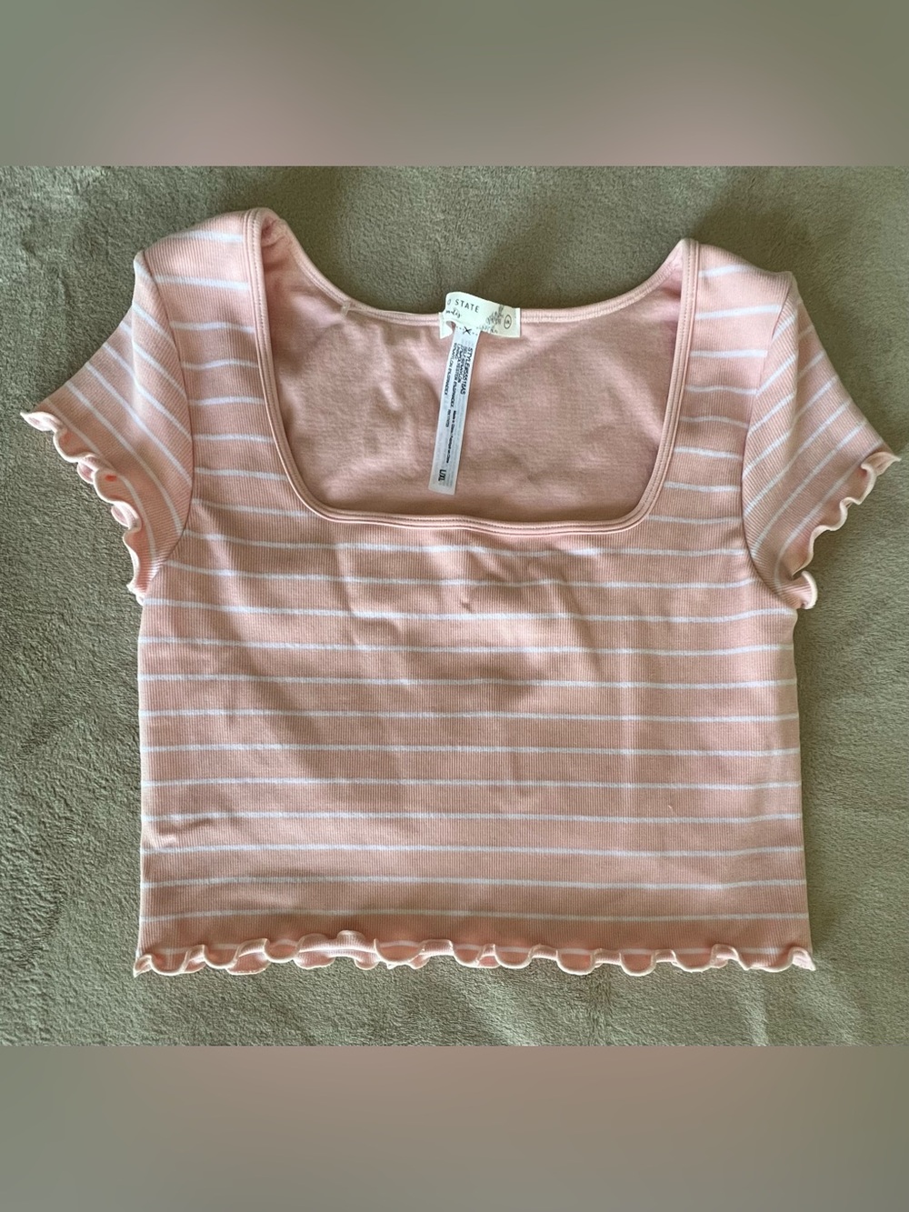 NWOT Altar'd State Pink & White Striped Square-Neck Crop Top